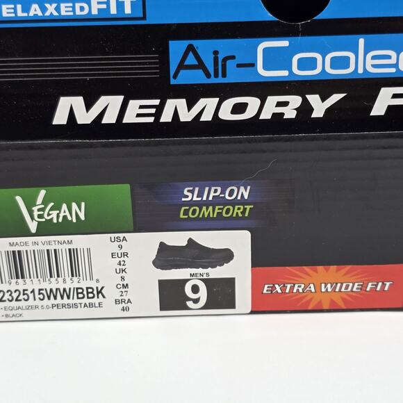 Men\'s Size 9 Athleisure Skechers Air Cooled Memory Foam Slip Wide Black main image 9
